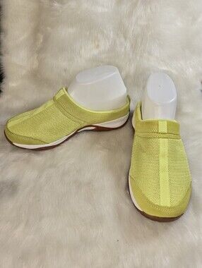 Explore24 Easy Spirit Womens Comfort Knit Slip-On Mules in Lime Yellow